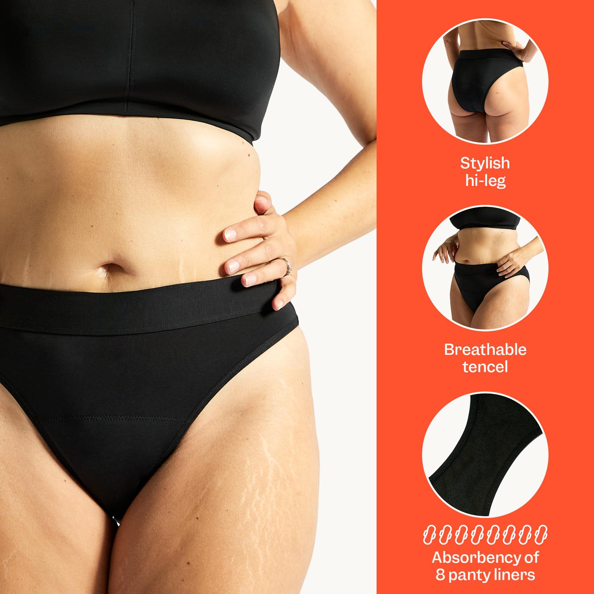 Jude Jude Reusable Incontinence, Period & Postpartum Underwear for Women | Leakproof, Fast-Absorbing, Soft & Breathable | Machine Washable | Full Brief (Black - Small)