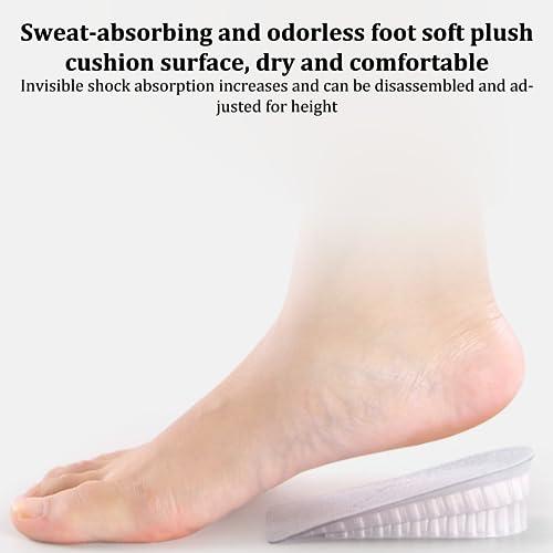 Nirelief Heel Lifts Shoe Inserts Height Insoles Height Increase Insoles 3 Pairs Invisible Shoe Lifts Inserts 2 Inch Height Adjustable Elastic Shock Absorption Heel Raise Pads Shoe Lifts for Men & Women Grey