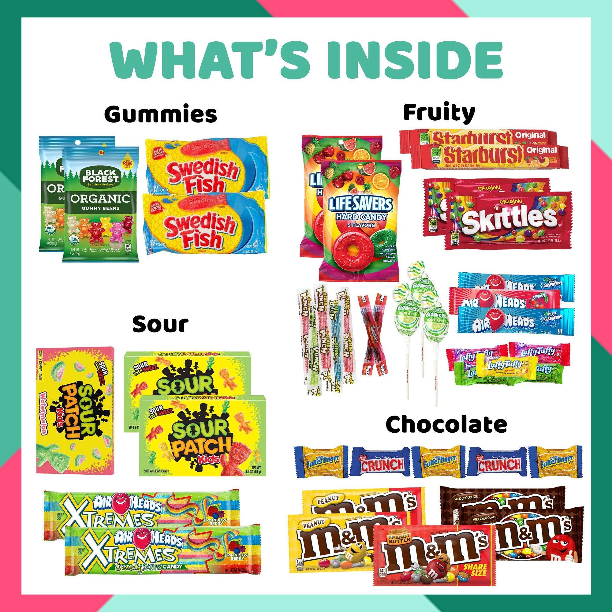 The Care Crate Co. The Care Crate Ultimate Candy Snack Box Care Package ( 40 piece Candy Snacks) Includes 20 Full Size Candies - Starburst, Skittles, Twizzlers & More!