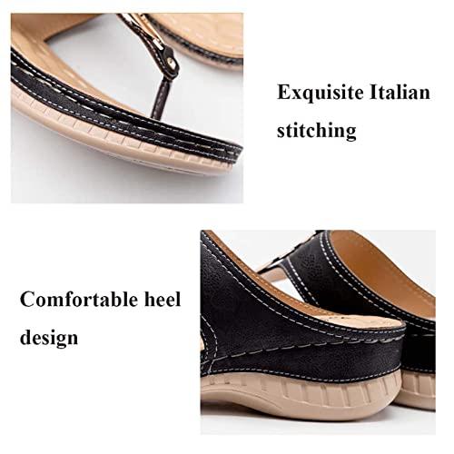 Generic Orthotic Flip Flops for Women, Plantar Fasciitis Sandals for Flat Feet with Arch Support Thong Style Flip Flops Sandals for Comfortable Walk,Black,39