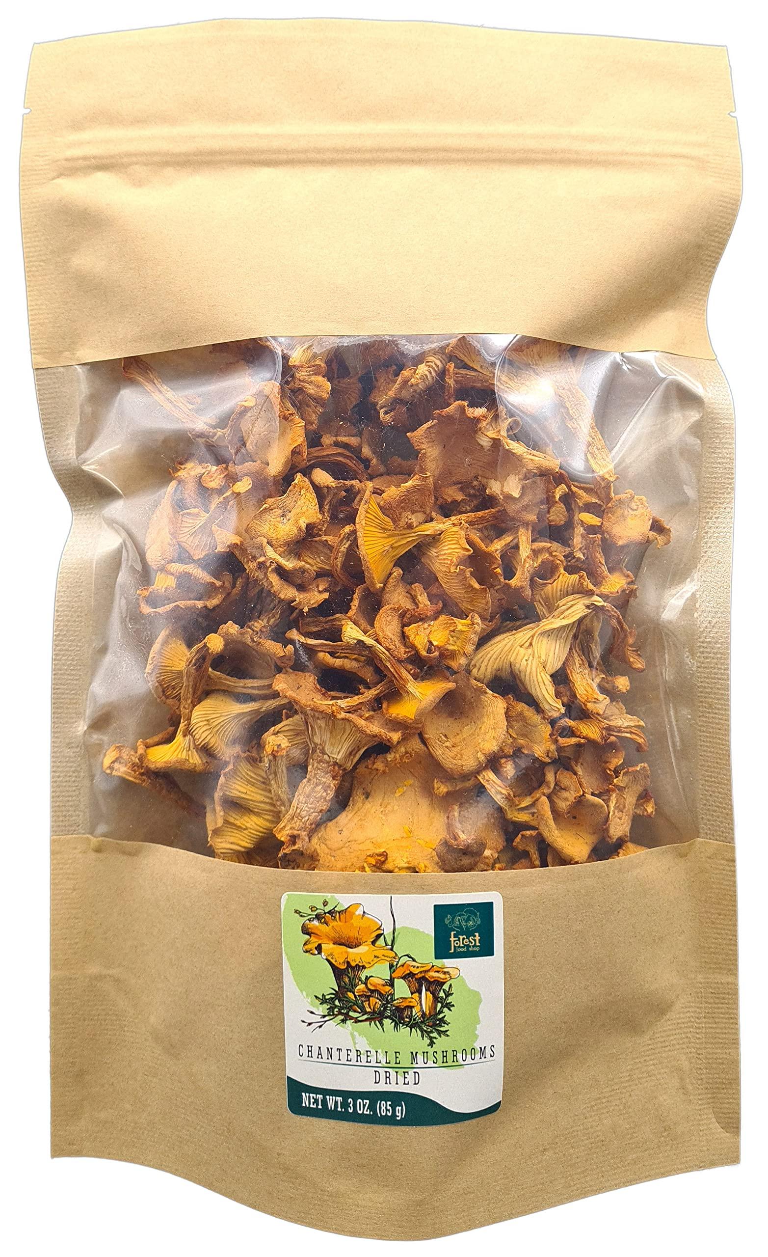 Forest Food Shop Forest Food Shop Dried Chanterelle Mushrooms 3 Ounce Handpicked from Wild Forests, Air-Dried Mushrooms, Sourced by a Small Family Business, Ideal for Cooking and Gourmet Recipes.