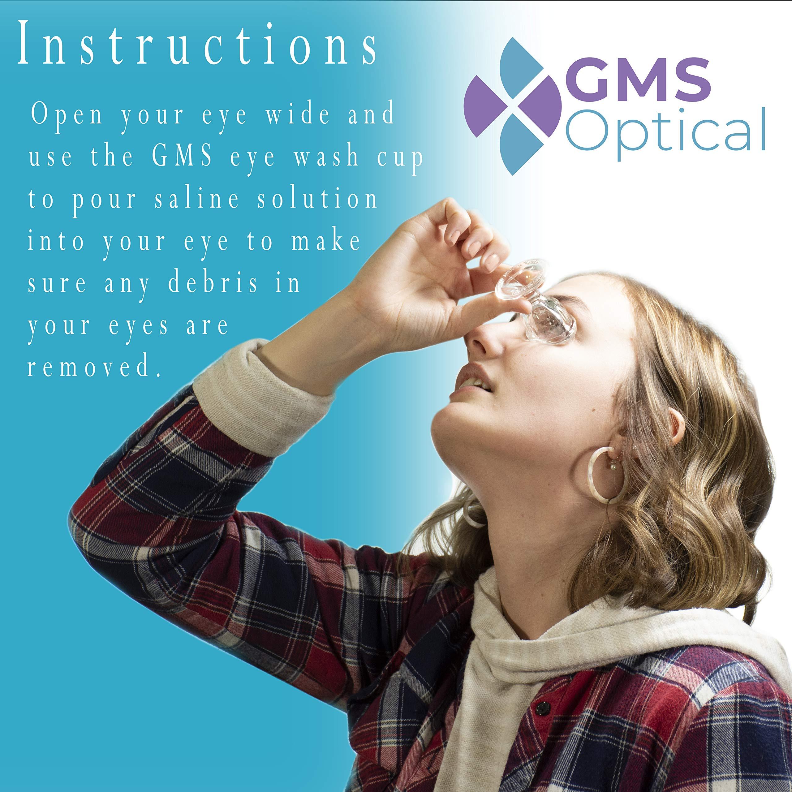 GMS Optical GMS Optical Glass Eye Wash Cup - Soothing Relief from Allergens, Irritants, Makeup, Dust, Dry Eyes and More - Use with Distilled Water or Saline (10 mL Volume)