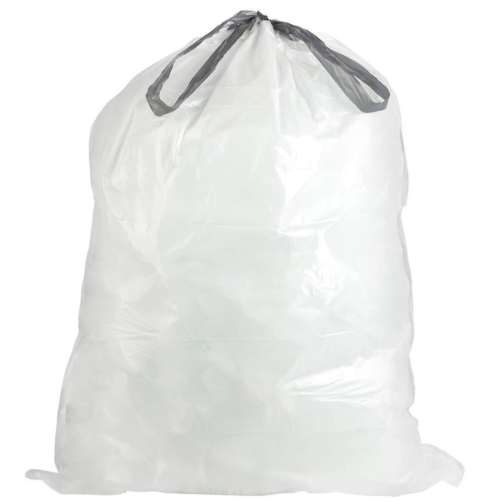 Plasticplace Plasticplace Custom Fit Trash Bags, Compatible with simplehuman Code R (200 Count) White Drawstring Garbage Liners 2.6 Gallon/ 10 Liter 16.5\" x 18\"