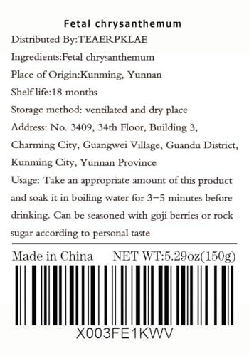 TEAERPKLAE Chrysanthemum Tea Flowers 150g / 5.3oz Chrysanthemum loose tea chrysanthemum tea Dried Fetal Chrysanthemum Bud 150g