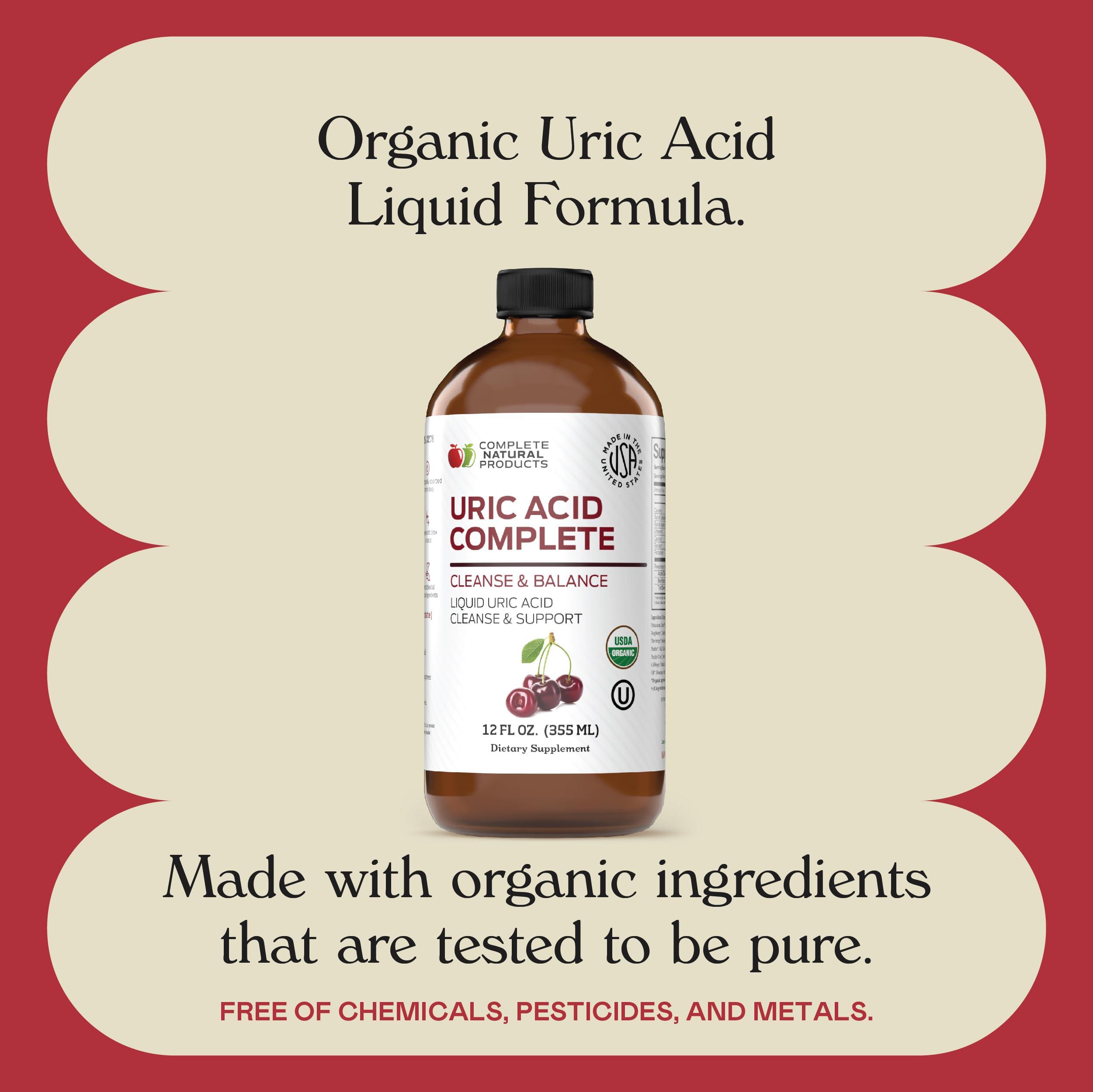 Complete Natural Products Complete Natural Uric Acid Complete - Liquid Supplement to Support Uric Acid Cleanse, Kidney Health & Blood Circulation with Apple Cider Vinegar, Tart Cherry, Beet Root, Lemon, Cinnamon - 12oz