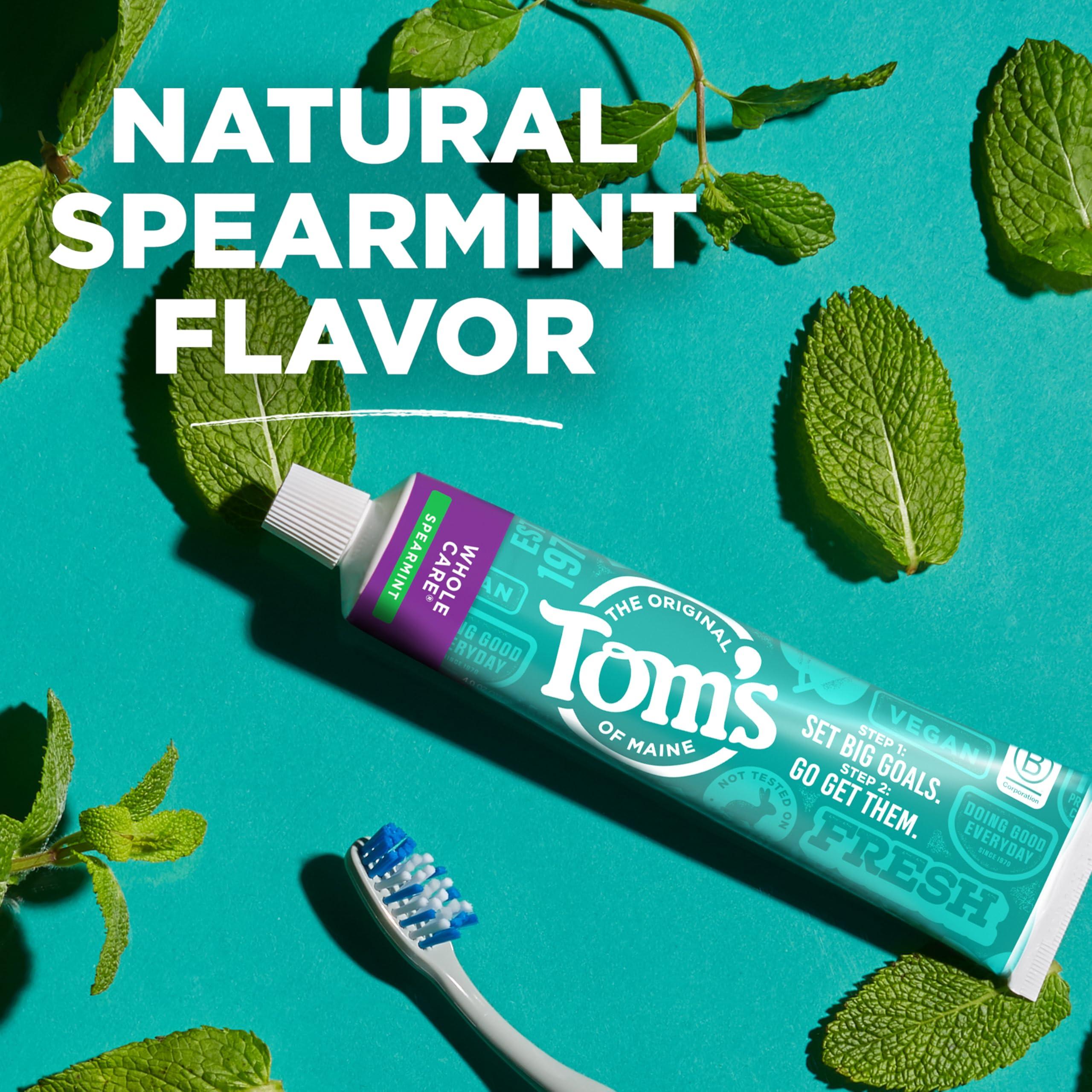Tom's of Maine Tom\'s of Maine Whole Care Natural Toothpaste with Fluoride, Spearmint, 4 Ounce (Pack of 3), (Packaging May Vary)