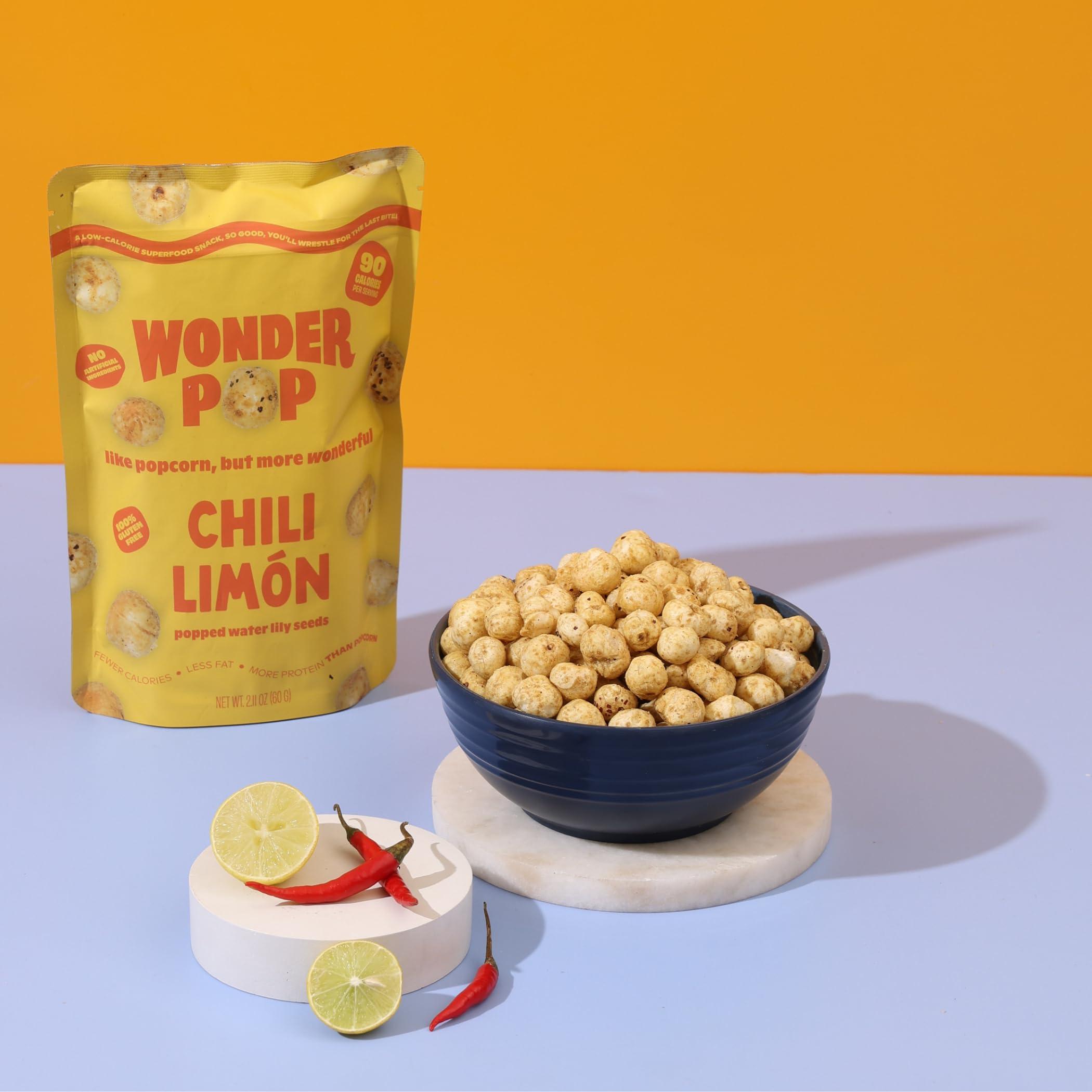 WonderPop WonderPop Popped Water Lily Seeds - | Low-Calorie Superfood Snack| Gluten Free, Nut Free| 2.11 oz (4 Pack) (chili limon)