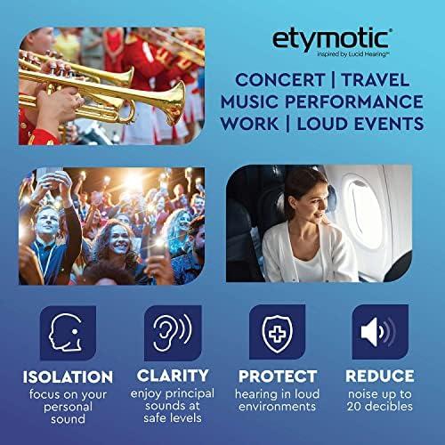 Etymotic Research Etymotic Research ER20XS High Fidelity Reusable Earplugs - Low Profile Fit and Waterproof Case - Noise Reduction Ear Plugs for Concerts, Musicians, Raves, Sporting Events & Festivals - Universal Fit