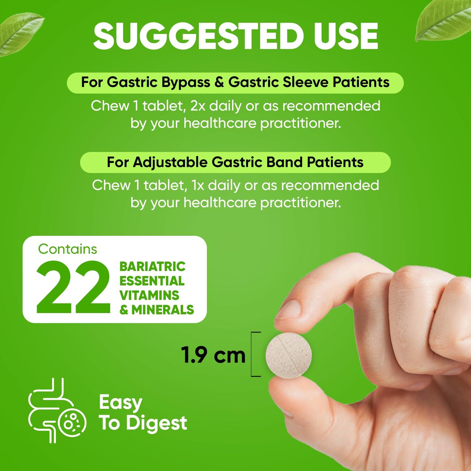 BariSlim BariSlim Advanced Chewable Bariatric Multivitamin Tablets - Bariatric Vitamin and Supplement for Post Bariatric Surgery Including Gastric Bypass and Gastric Sleeve | Wild Cherry (60 Count)