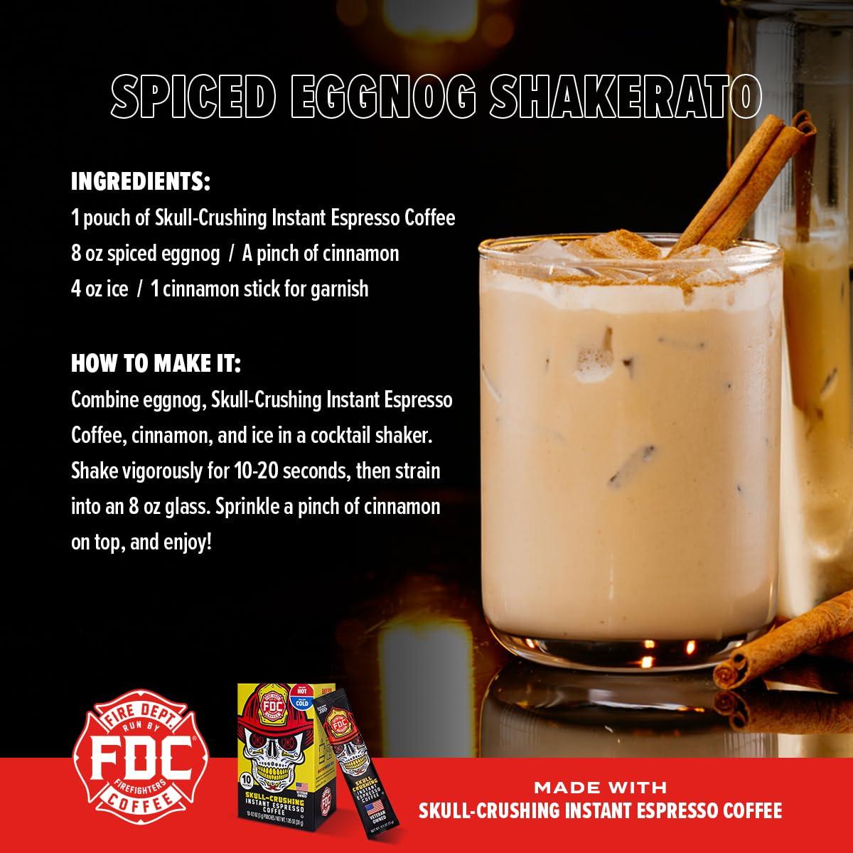 Fire Department Coffee Fire Department Coffee - Skull Crushing Instant Espresso Coffee - Instant Coffee Packets Single Serve - Gives Back to Firefighters - Veteran Owned - Enjoy Hot or Cold (Pack of 10)