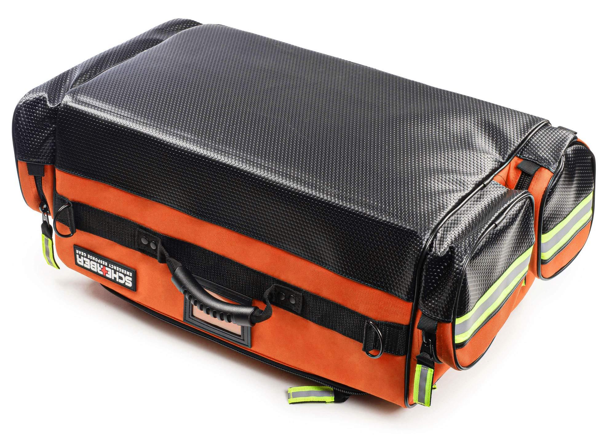 Scherber Scherber Fully-Stocked Premium First Responder Bag | HSA/FSA Approved | Large Pro EMT/EMS Trauma, Bleeding & Oxygen Medical Kit | CAT Tourniquet, HyFin Chest Seal & 260+ First Aid Supplies (Orange)