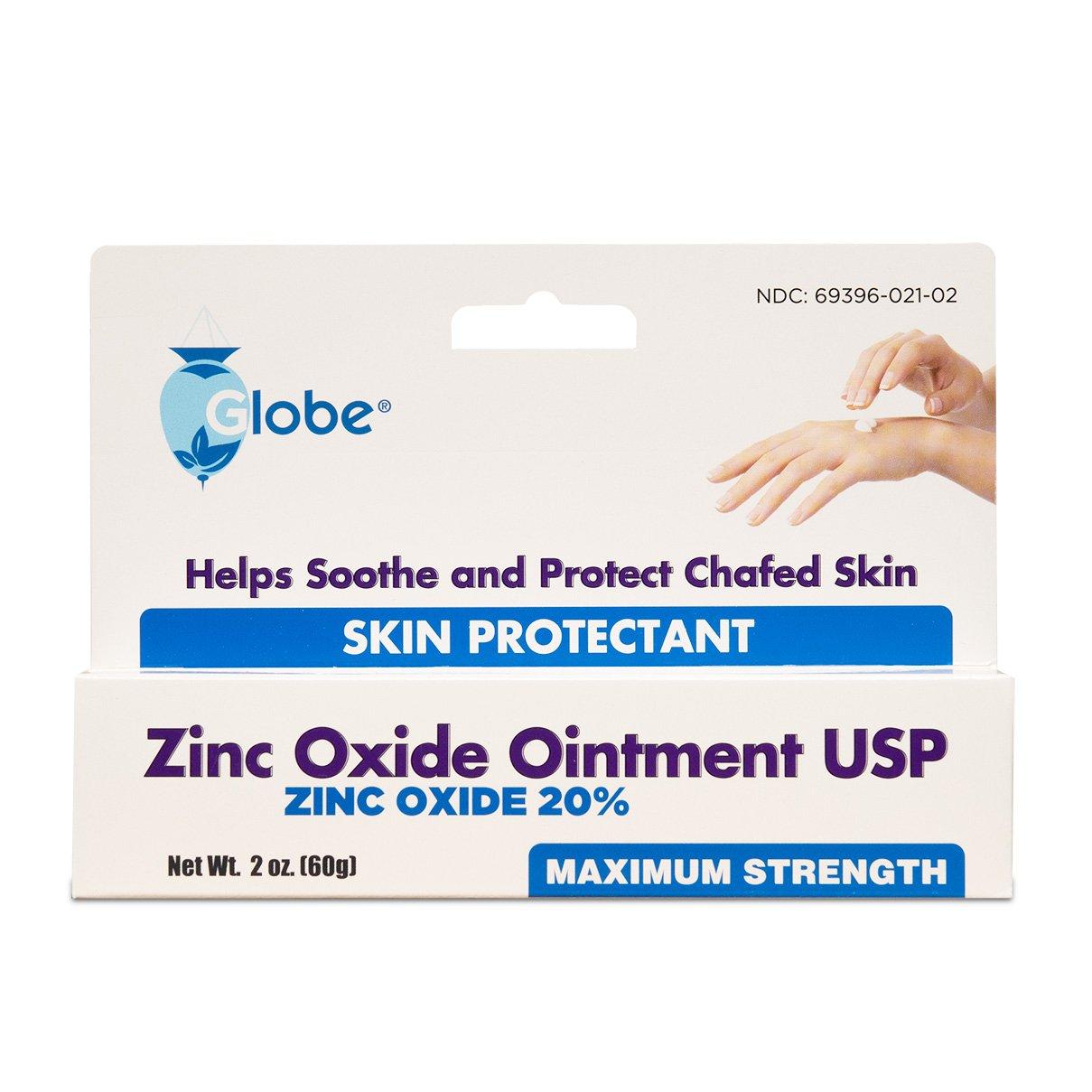 Globe Pharmacy GLOBE Zinc Oxide Ointment 20%, 2 Ounce Tube, Advanced Skin Protection, for Diaper Rash, Relief from Poison Ivy, Sumac & Oak, Protects from Wetness, Protects Chafed Skin