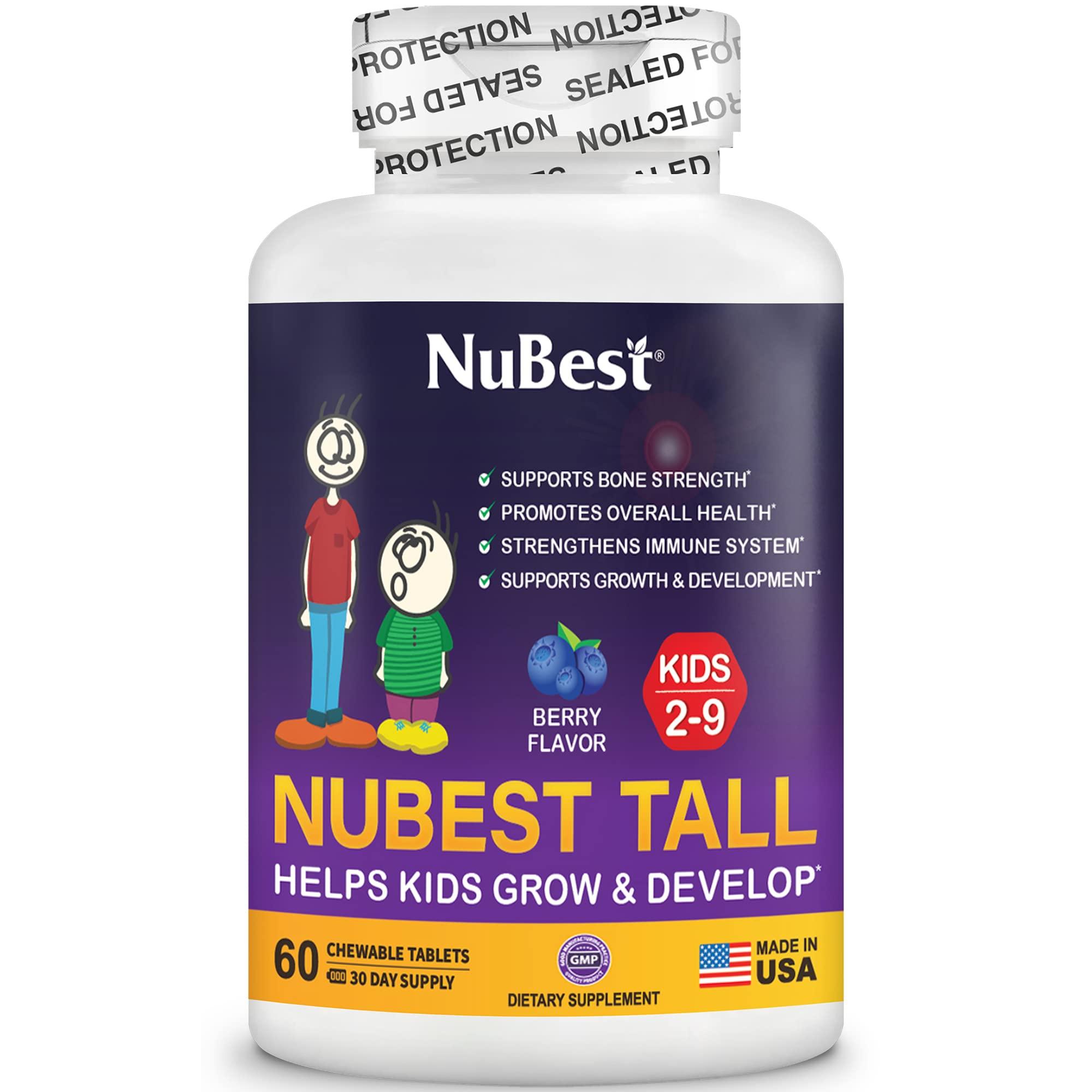 NuBest NuBest Tall Kids - Toddlers Vitamins & Kids Vitamins for Age 2 to 9 - Bone Strength & Immunity Support - Helps Kids, Toddlers Healthy - Animal Shapes - 60 Chewable Berry Tablets | 1 Month Supply