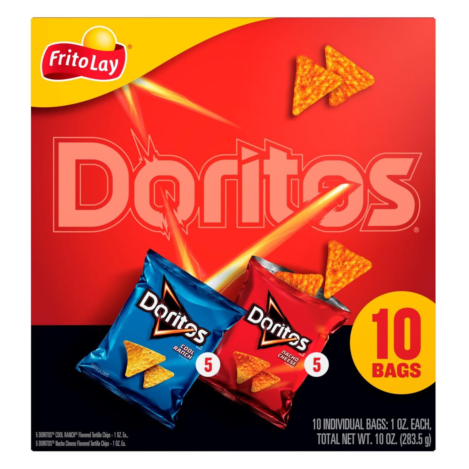 Frito Lay Frito-Lay Doritos Mix Variety Pack, Nacho Cheese & Cool Ranch, 1oz Bags (10 Pack)