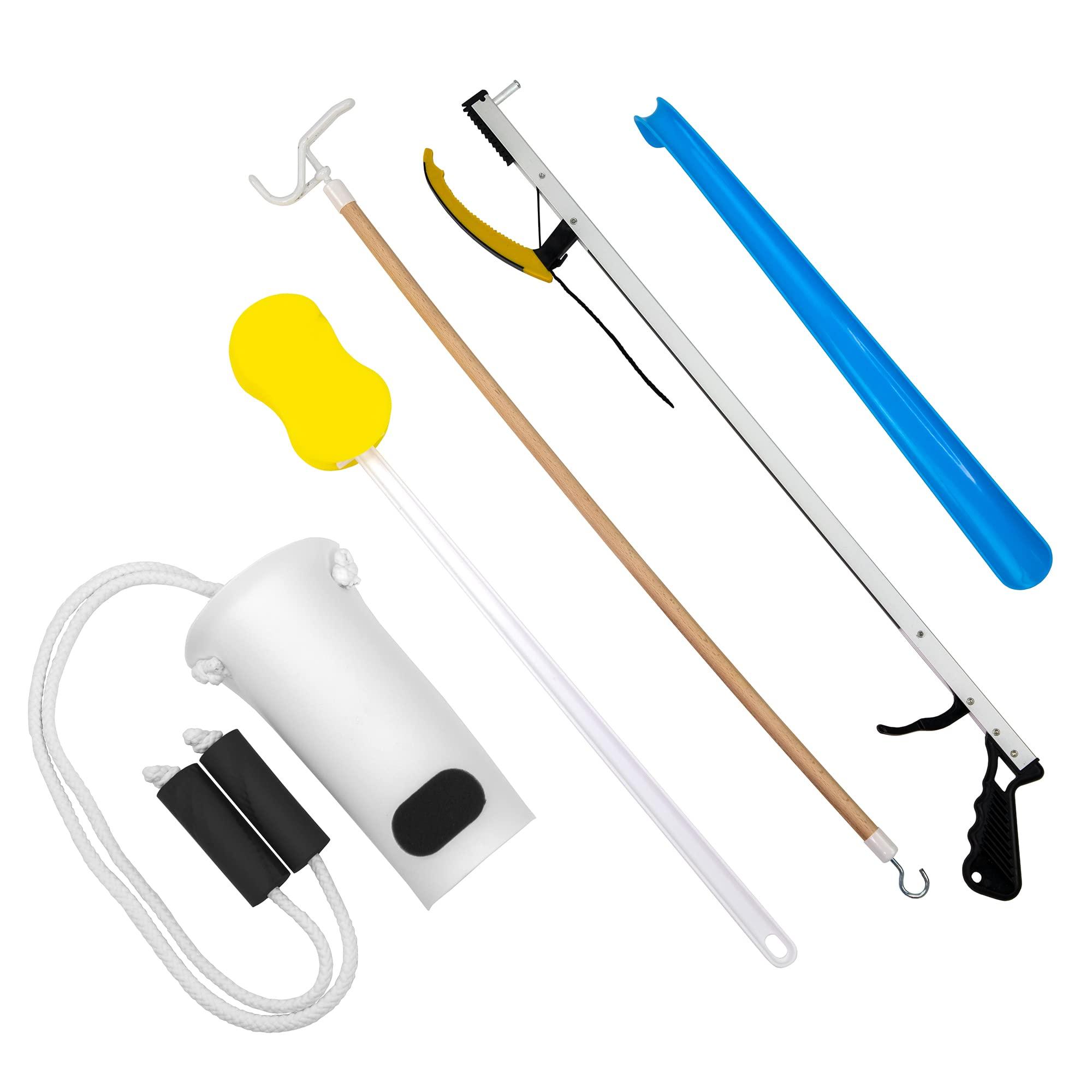 FabLife FabLife Hip Kit Daily Living Aids for Mobility, Hip Replacement Recovery, Knee and Back Surgery Includes Grabber Reacher, Bath Sponge Stick, Sock Aid, Shoehorn, Dressing Stick