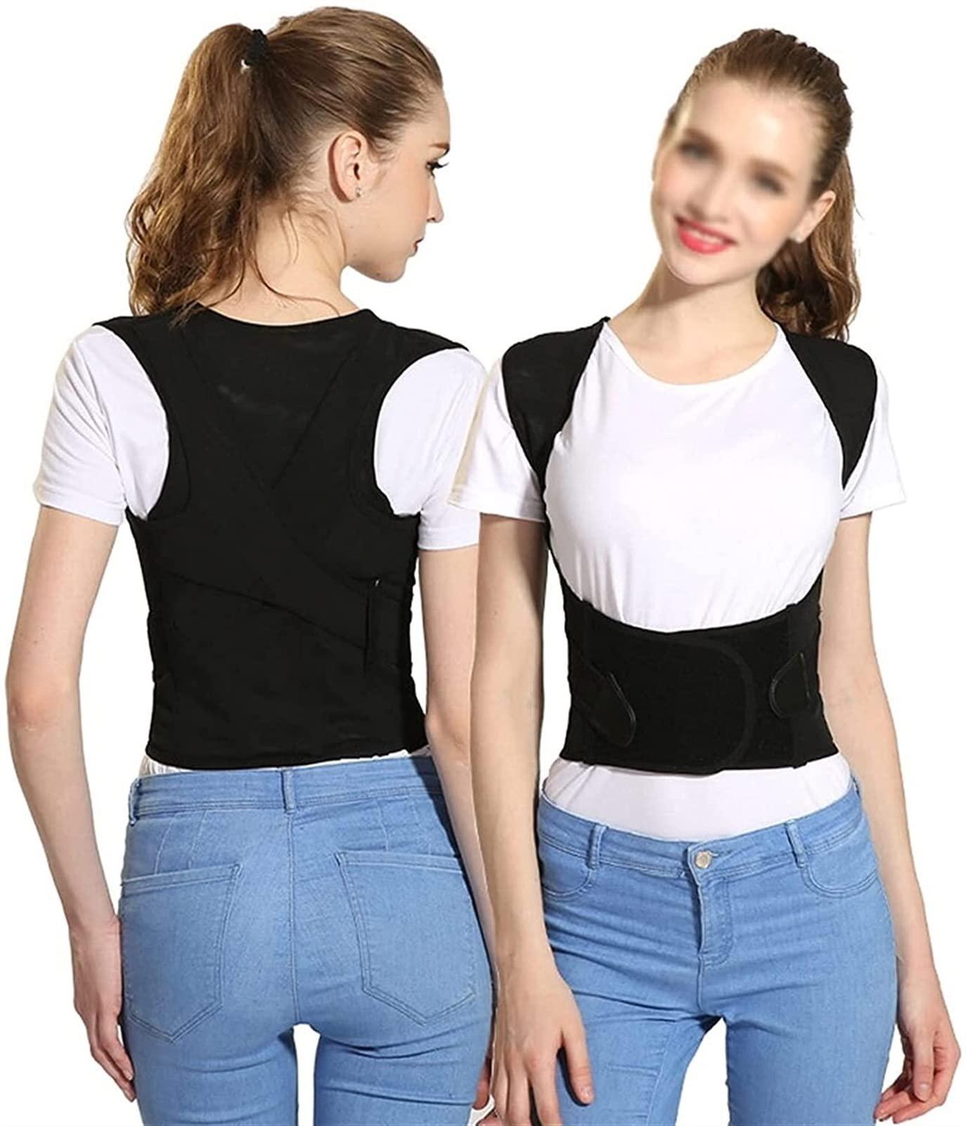 SJHY Posture Corrector Back Brace Straightener Lumbar Support Belt with Metal Support for Back Neck Shoulder Pain Relief Improve Posture Back Posture (Color : Black, Size : XXXX-Large)