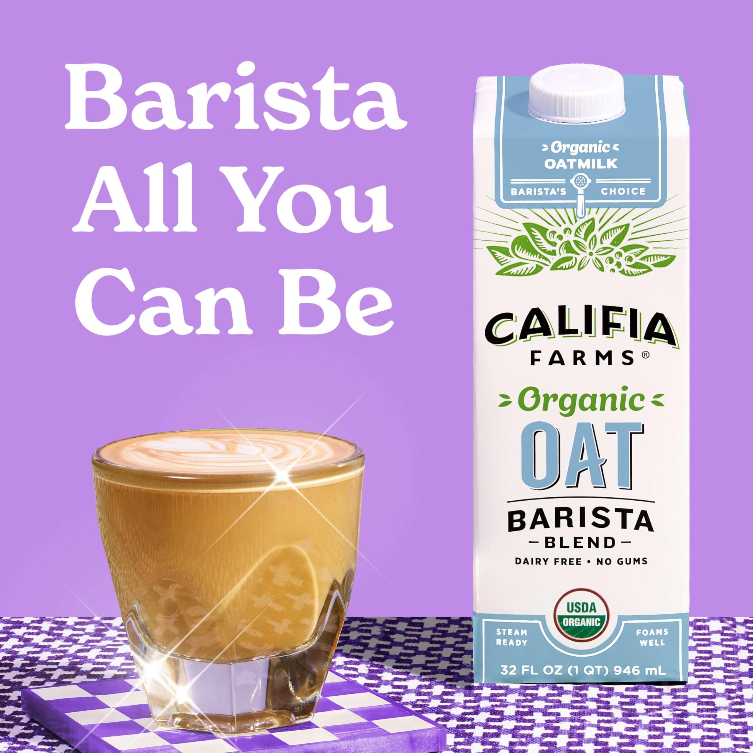 Califia Farms Califia Farms - Organic Oat Barista Blend Oat Milk, 32 oz, Shelf Stable, Dairy Free, Plant Based, Vegan, Non GMO, Organic Milk, Creamer, Milk Frother, Oatmilk