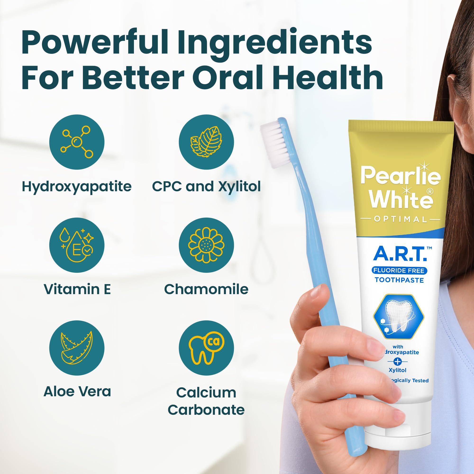 Pearlie White Pearlie White Active Remineralization Fluoride Free Toothpaste - 3.8oz/110gm - Remineralizing Toothpaste for Tooth Enamel Repair - Helps Remove Stains - Contains Hydroxyapatite and Xylitol - Pack of 1