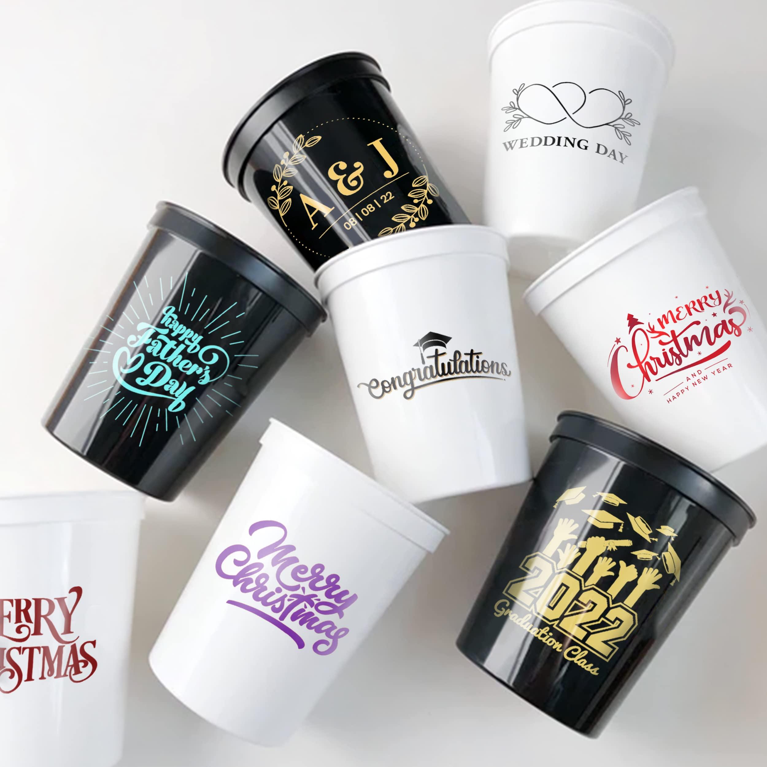 Grozon 1000PCS Custom Stadium Cups Personalized Plastic Cups Disposable Cups Bulk 16 oz Plastic Cups