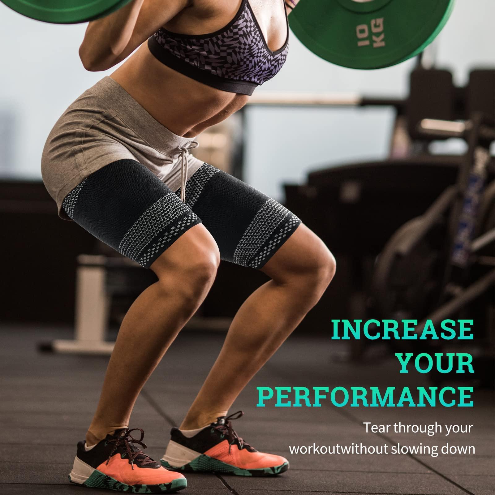 ABYON ABYON Thigh Compression Sleeves (Pair), Hamstring Compression Sleeve for Quad, Groin Pain Relief & Recovery, Thigh Brace Anti-Slip Upper Leg Sleeves for Men and Women, Thigh Support for Running