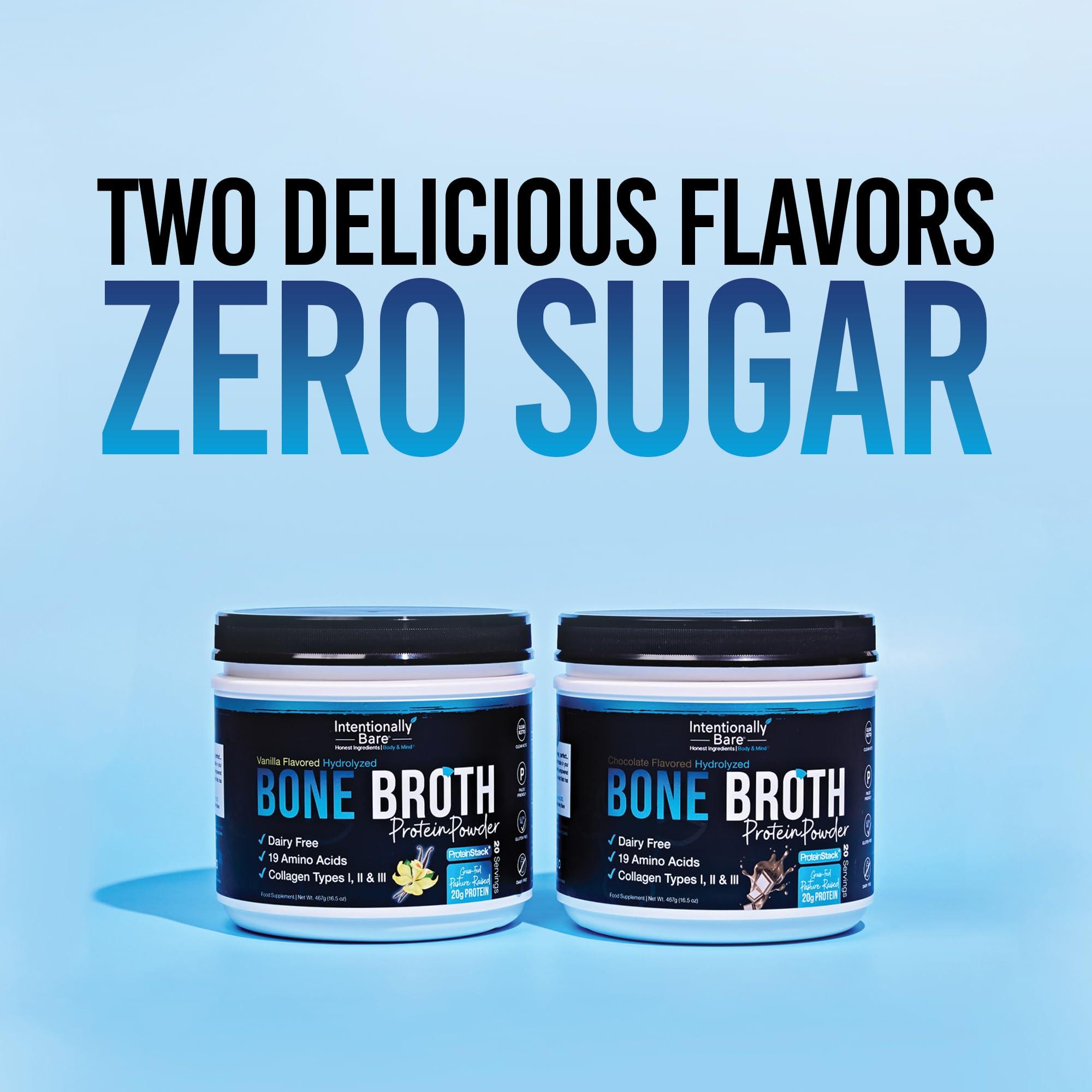 Intentionally Bare Intentionally Bare Bone Broth Organic Protein Powder Vanilla - Grass Fed Vanilla Protein with Collagen Types 1 2 & 3 - Keto Collagen Powder - Vanilla Collagen Powder for Joints & Gut - 20 Servings