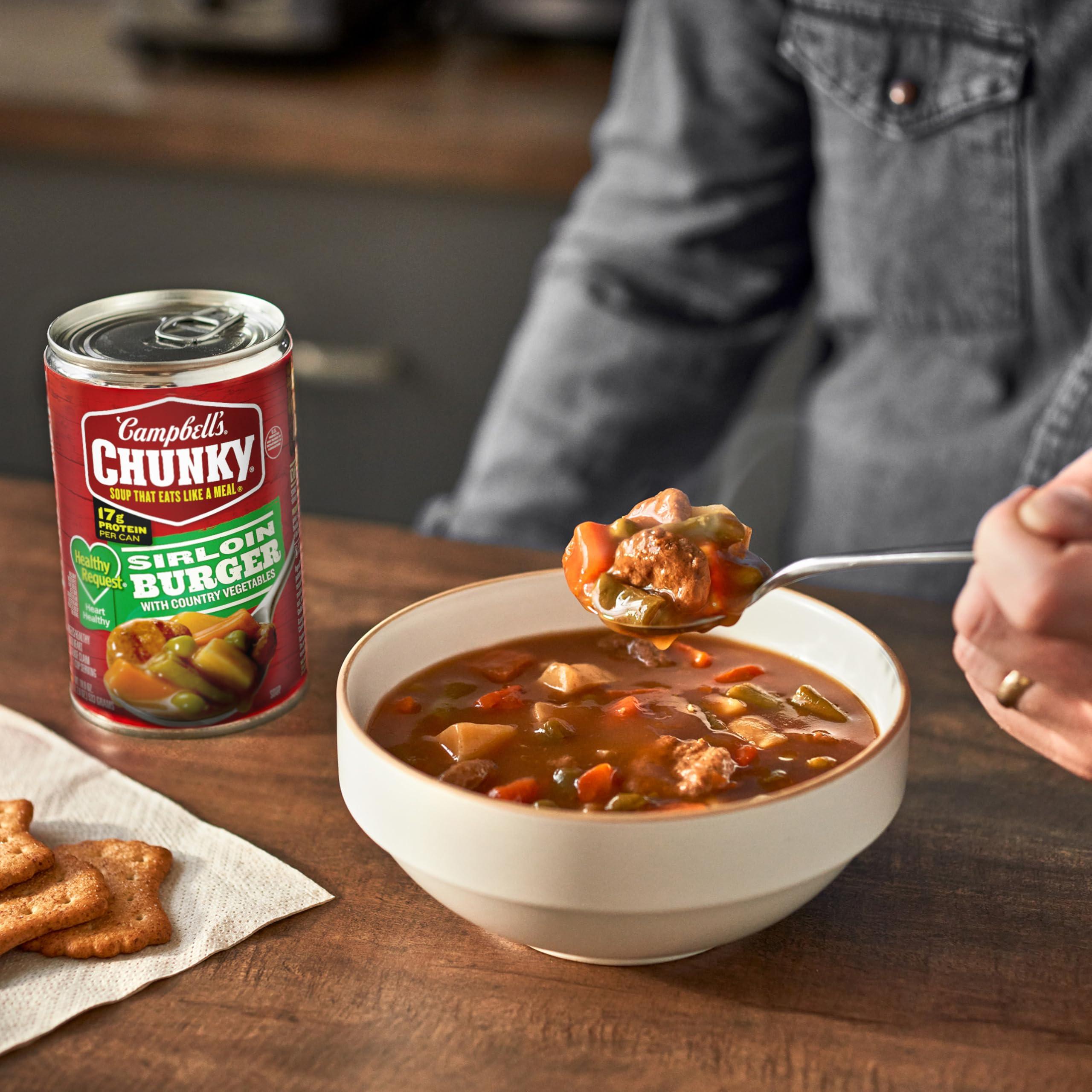 Campbell\'s Campbells Chunky Healthy Request Soup, Sirloin Burger With Country Vegetable Beef Soup, 18.8 Ounce Can (Case Of 12)
