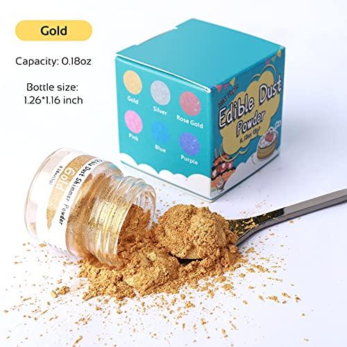 Jelife Jelife Edible Gold Luster Dust - 5 Grams Food Grade Cake Dust Shimmer Powdered, Flavorless Edible Metallic Powder Food Coloring for Cake Decorating, Chocolates, Fondant, Drinks, Painting & More, Vegan