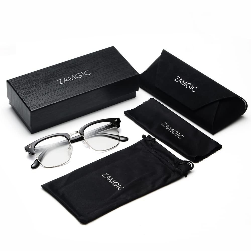 ZAMGIC ZAMGIC Photochromic Sunglasses Blue Light Blocking Glasses for Men and Women Day Night Multi-use Eyeglasses (Shiny Black)