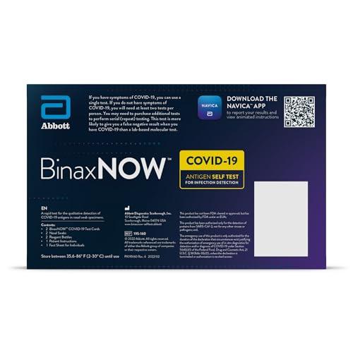 BinaxNOW BinaxNOW COVID-19 Antigen Self Test, 1 Pack, 4 Tests Total, COVID Test With 15-Minute Results Without Sending to a Lab, Easy to Use at Home