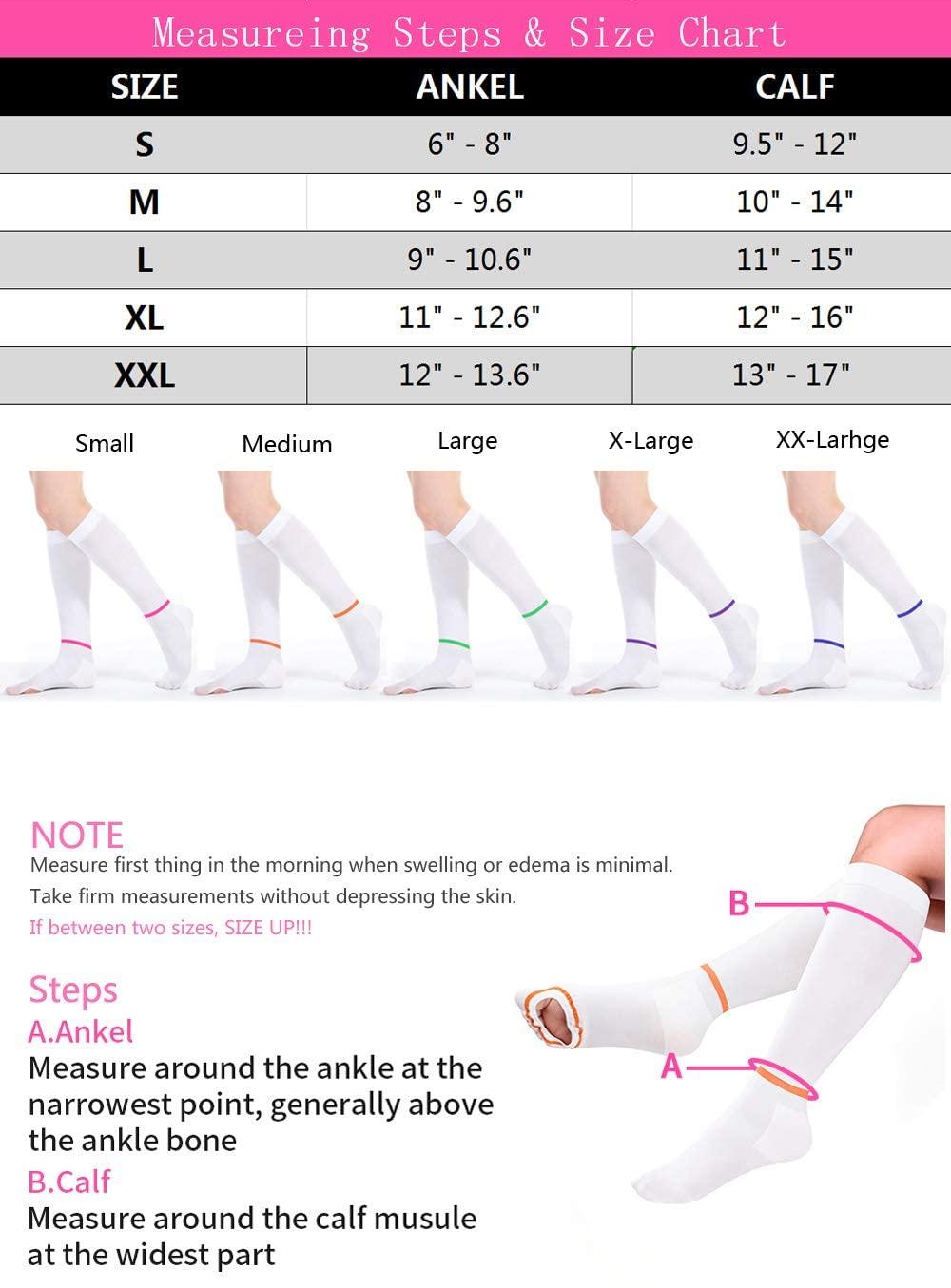 DCCDU T.E.D. Anti Embolism Compression Stockings Thigh High Knee High for Women Men, 15-20 Mmhg Compression TED Hose.