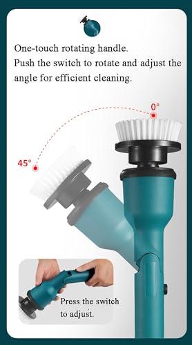 HYQFSAD Electric Spin Scrubber, Cordless Electric Cleaning Brush with 2-Speeds Adjustable Speeds and Extension Handle Portable Handheld Scrubber for Cleaning Bathroom, Window Tile Floor Tub & Shower ( Color :