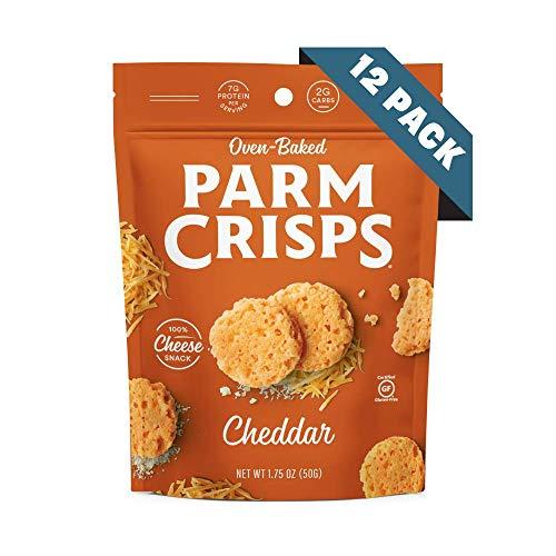 Parmcrisps ParmCrisps - Cheddar Cheese Crisps, Made Simply with 100% REAL Cheese | Healthy Keto Snacks, Low Carb, High Protein, Gluten Free, Oven Baked, Keto-Friendly | 1.75 Oz (Pack of 12)