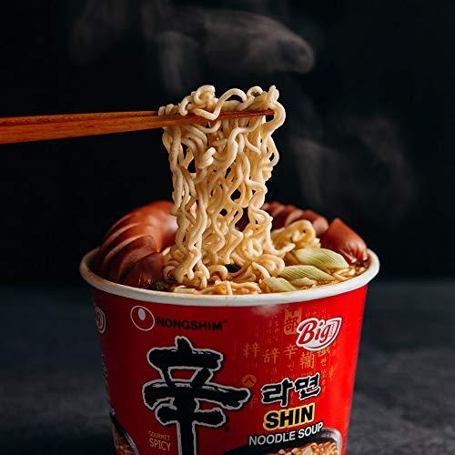 Nongshim Nongshim Gourmet Spicy Shin Instant Ramen Noodle Cup, 6 Pack, Chunky Vegetables, Premium Microwaveable Ramen Soup Mix