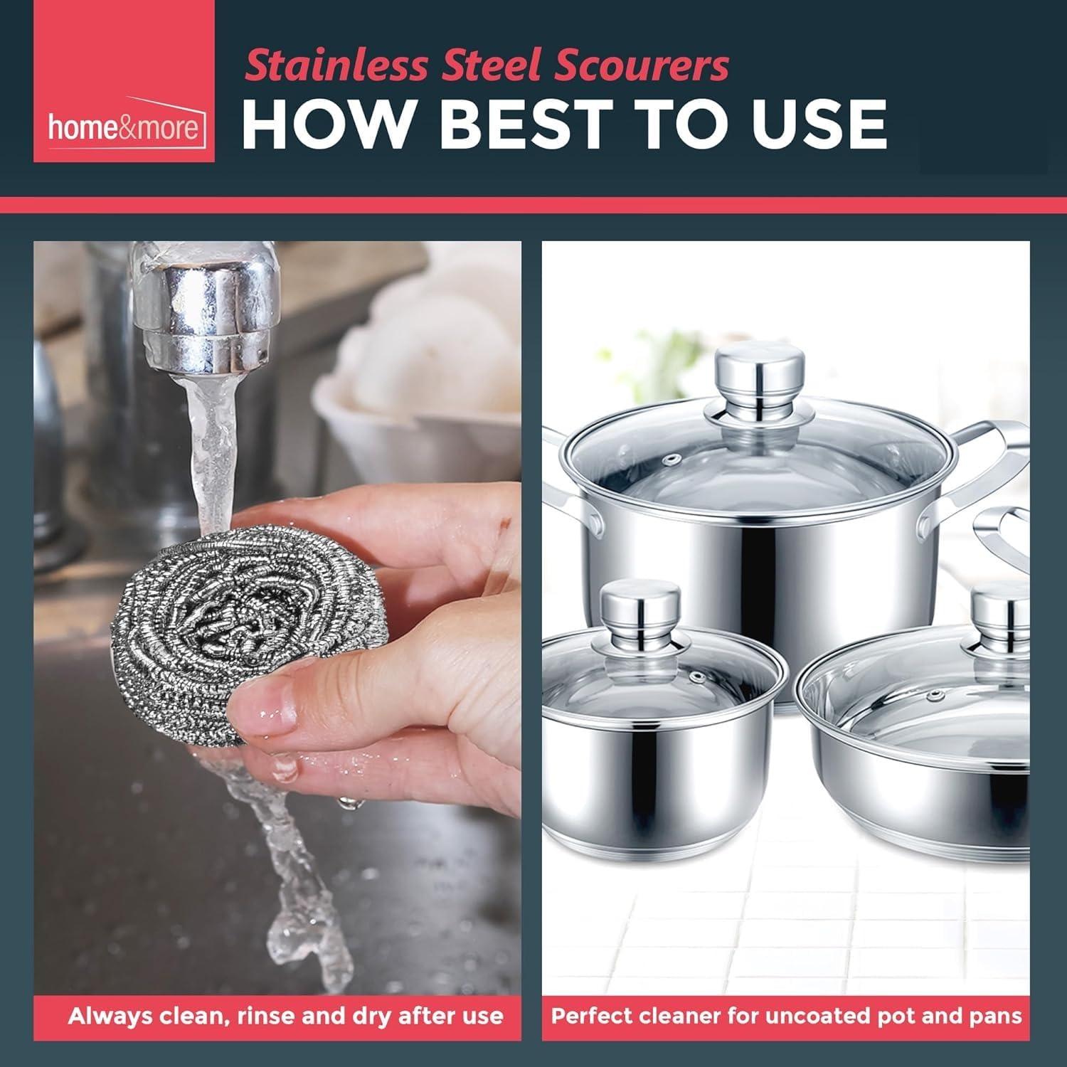 Qatao 12 Pack Stainless Steel Wool Scrubber,Scrubbing Scouring Pad for for Cleaning Dishes, Pots, Pans, Grills and Sinks