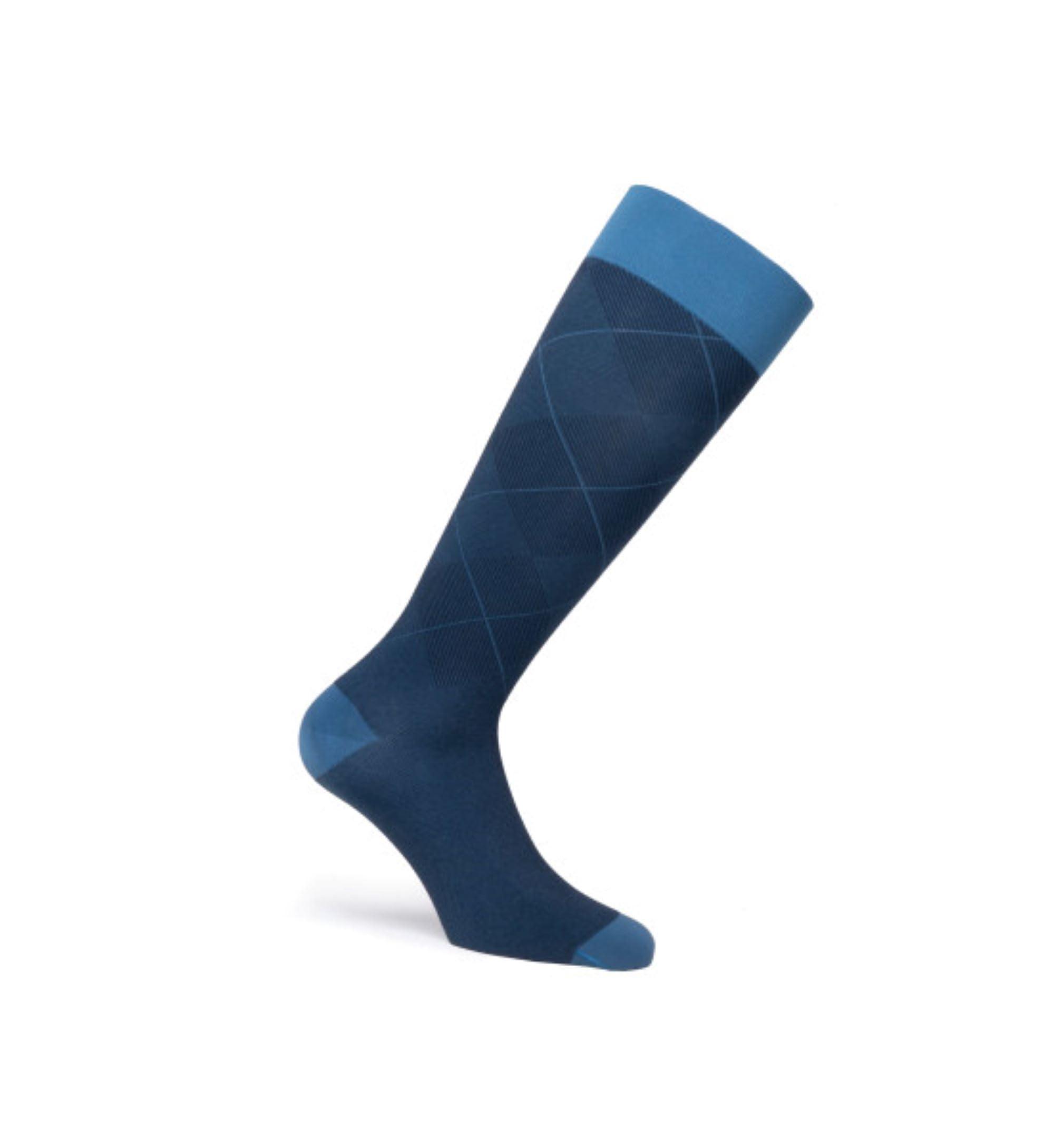 JOBST JOBST Casual Pattern Compression Knee High Socks, Closed Toe, 20-30 mmHg Firm Support for Swollen Legs, Ocean Blue, Size: Large, Regular Length