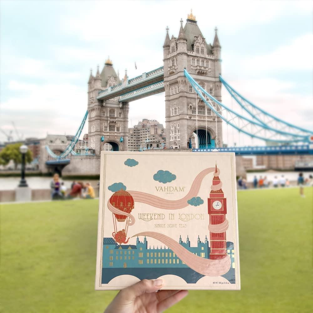 VAHDAM VAHDAM, Weekend in London Valentines Day Tea Gift Set - 9 Loose Teas | Tin Caddy Travel Edition Gift Box | Valentines Day 2025 Gift Ideas for Women & Men | Gluten Free, Non GMO