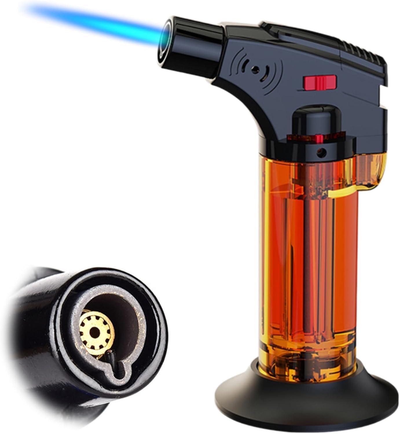 NineLife Basics Butane Torch Lighter, Butane Lighter Refillable, Torch Lighter with Safety Lock and Adjustable Flame, Baking, Gun Torch Lighter for Cooking Food, BBQ, Lighter Torch No Gas Included (Orange)