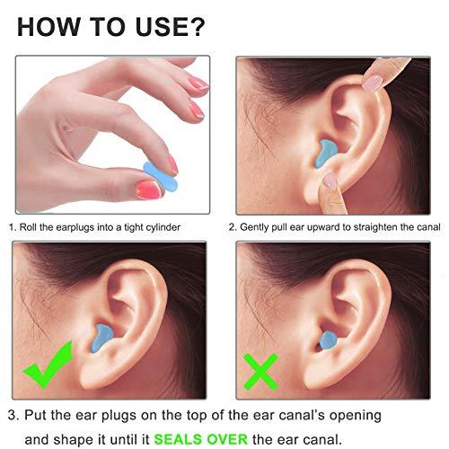 Spaxwlk Ear Plugs for Sleeping Noise Cancelling, Reusable Silicone Soft Moldable Waterproof Sound Blocking Earplugs for Swimming, Snoring, Working, Airplanes, Shooting, Musicians, 32dB Highest NRR Blue