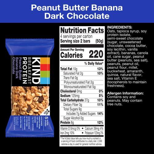 KIND KIND Breakfast Protein Bars, Peanut Butter Banana Dark Chocolate, Healthy Snacks, Gluten Free, 8g Protein, 32 Count