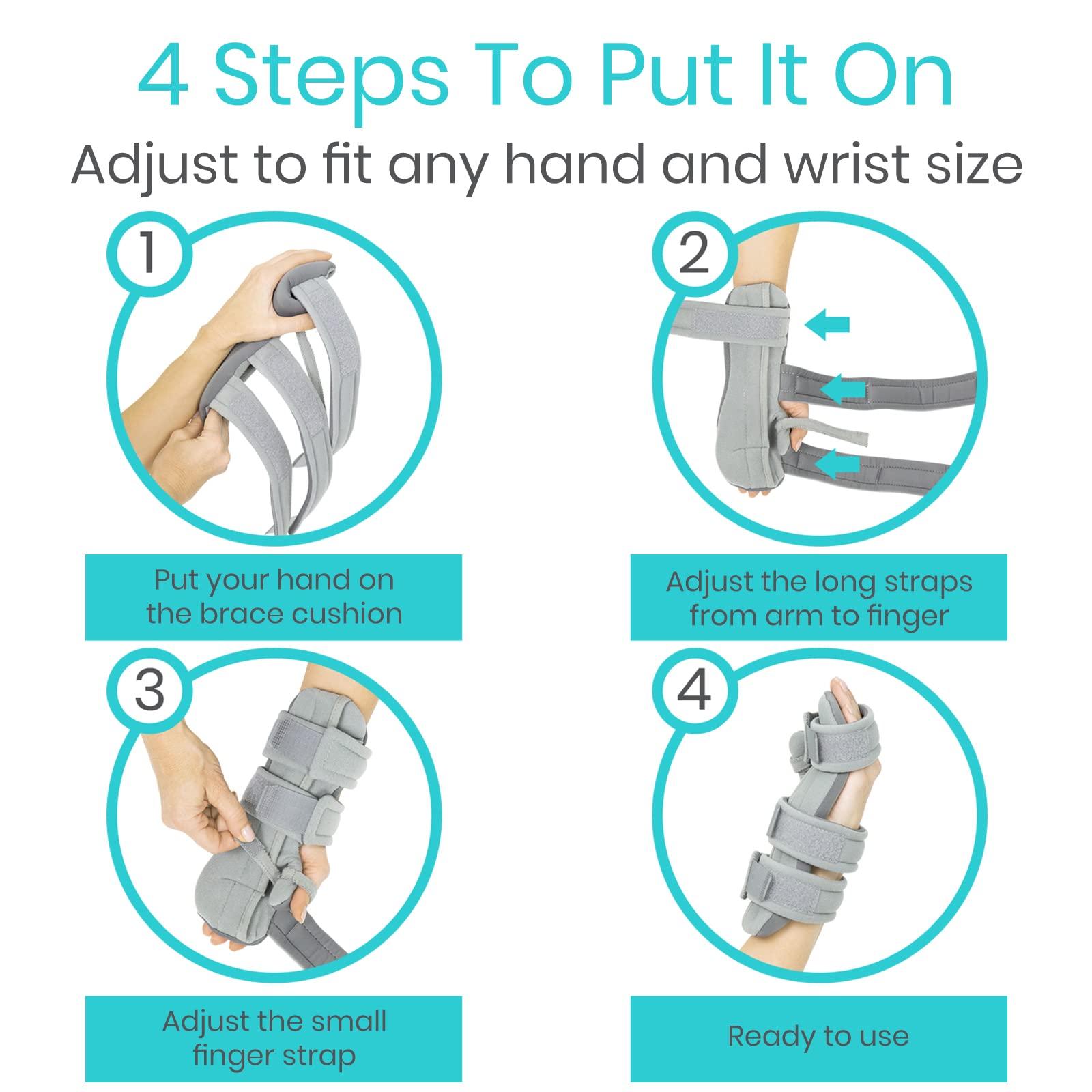 Vive Vive Resting Hand Splint (Left) (w/ Rehab Video App) - Night Immobilizer Wrist Finger Brace - Thumb Stabilizer Wrap - For Arthritis, Tendonitis, Carpal Tunnel Pain - Functional Support For Sprains Fractures (Large)