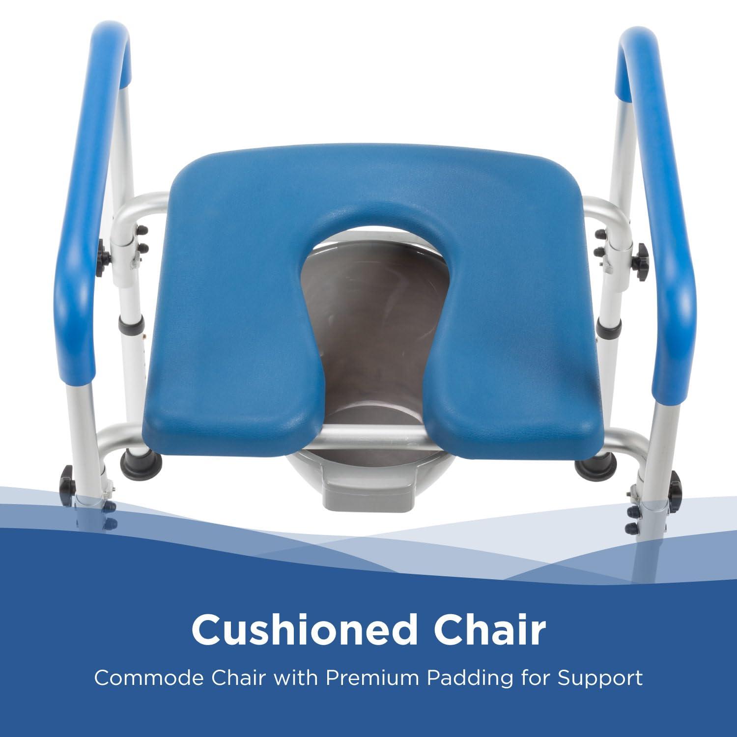 Journey Health & Lifestyle Journey SoftSecure 3-in-1 Commode Chair No Backrest 3-in-1 Bathroom Chair Bedside Commode Chair for Toilet with Arms & Pail Elevated Toilet Seat & Shower Chair Raised Toilet Seat with Handles