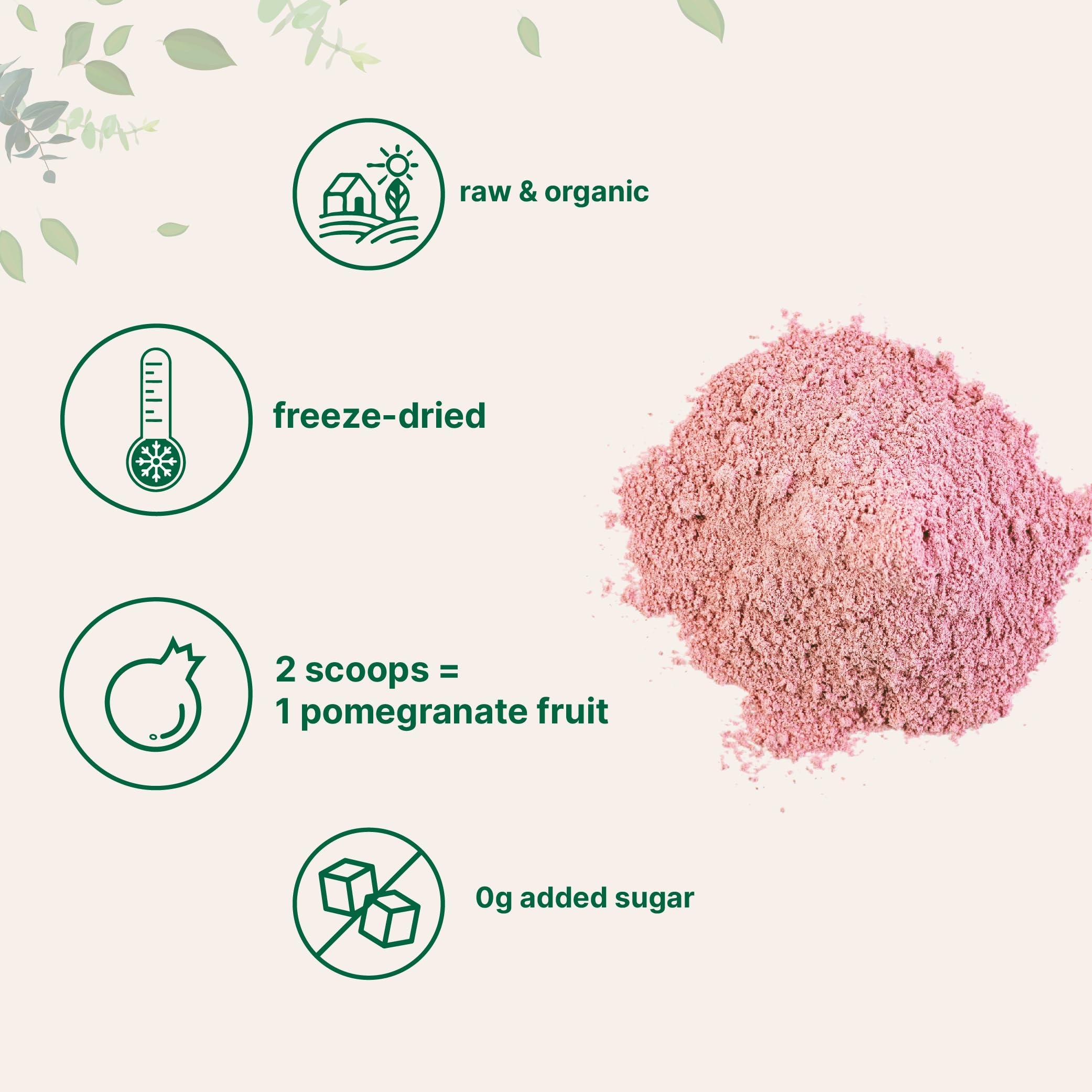 Micro Ingredients Organic Pomegranate Juice Powder, 1 Pound | 100% Natural Fruit Powder | Freeze Dried & Cold Pressed | No Sugar & Additives | Great Flavor for Drinks, Smoothie, & Beverages | Non-GMO & Vegan Friendly
