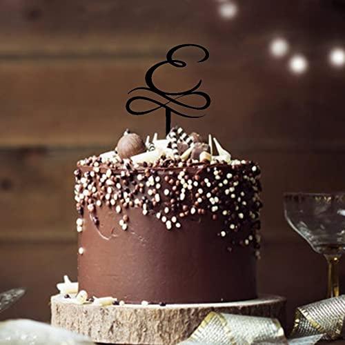 PENGEPENGE Letter D Shaped Cake Topper Acrylic Cake Topping Birthday Party Cake Decorations Double Sided Black 6inch