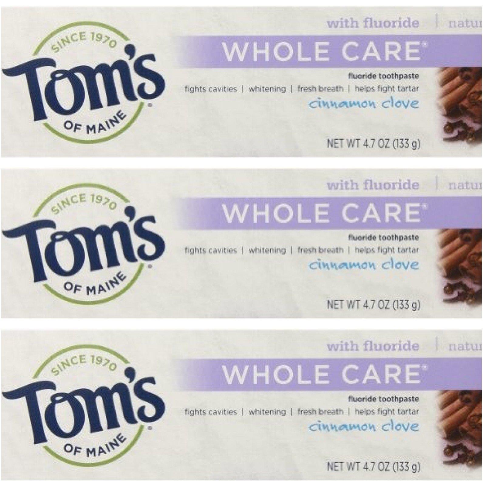 Tom's of Maine Tom's of Maine Natural Whole Care Toothpaste with Fluoride, Cinnamon Clove, 3 Count