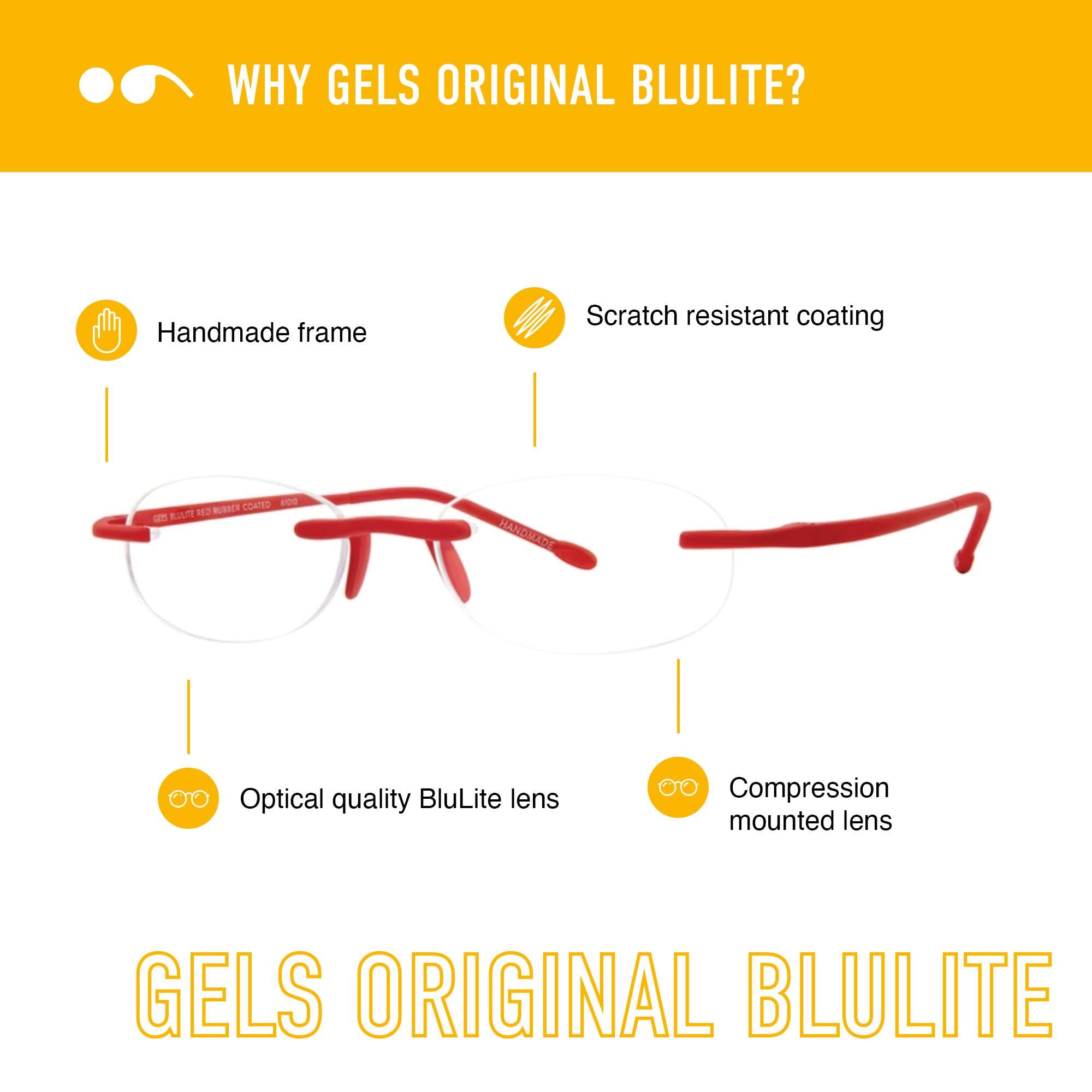 Scojo New York Scojo New York Gels Original Blue Light Reading Glasses | 1.5x BLUE RUBBER COATED | Readers for Men & Women | Stylish, Scratch-Resistant Lenses