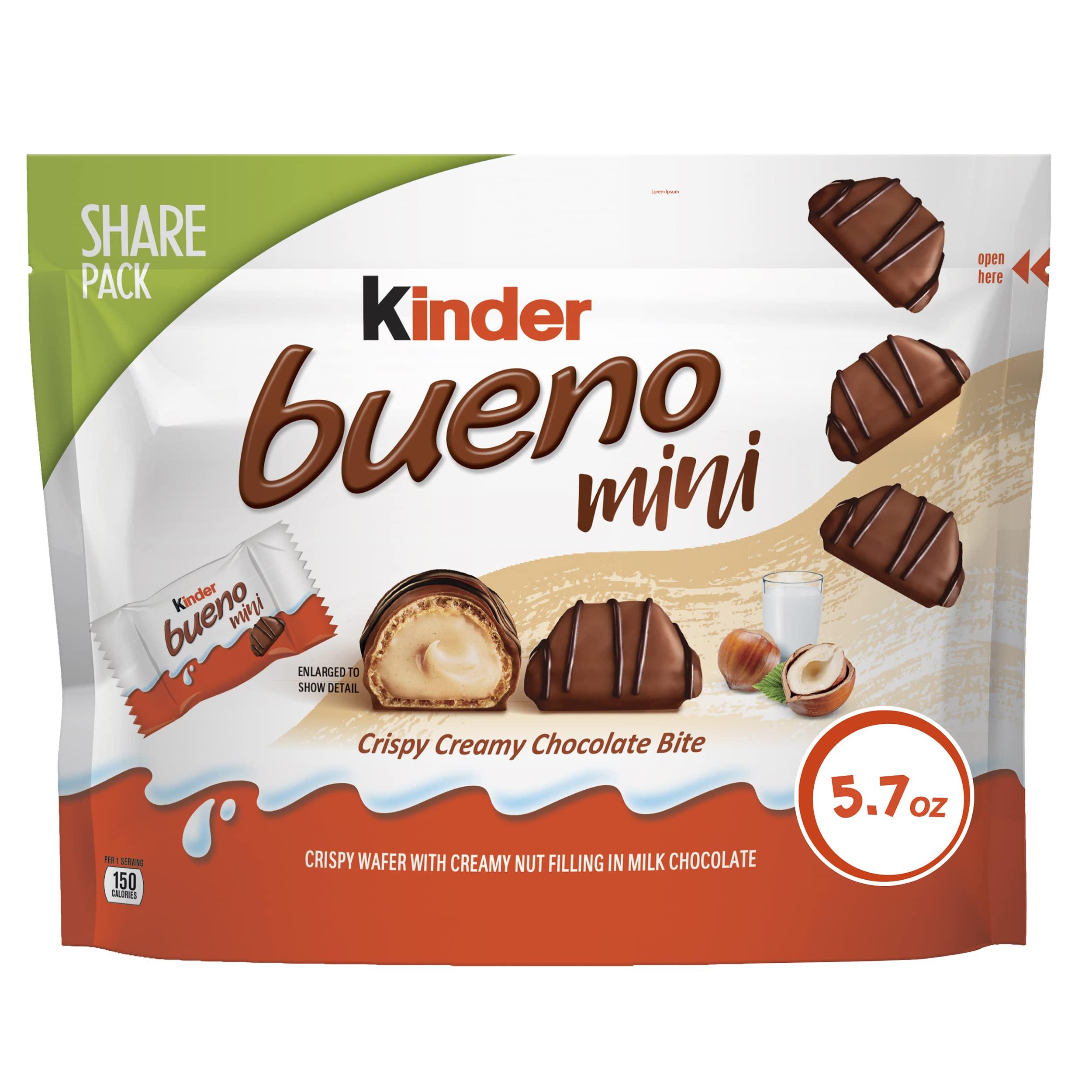 Kinder Bueno Kinder Bueno Mini, Milk Chocolate and Hazelnut Cream, Individually Wrapped Chocolate Bars, Share Size, 5.7 oz