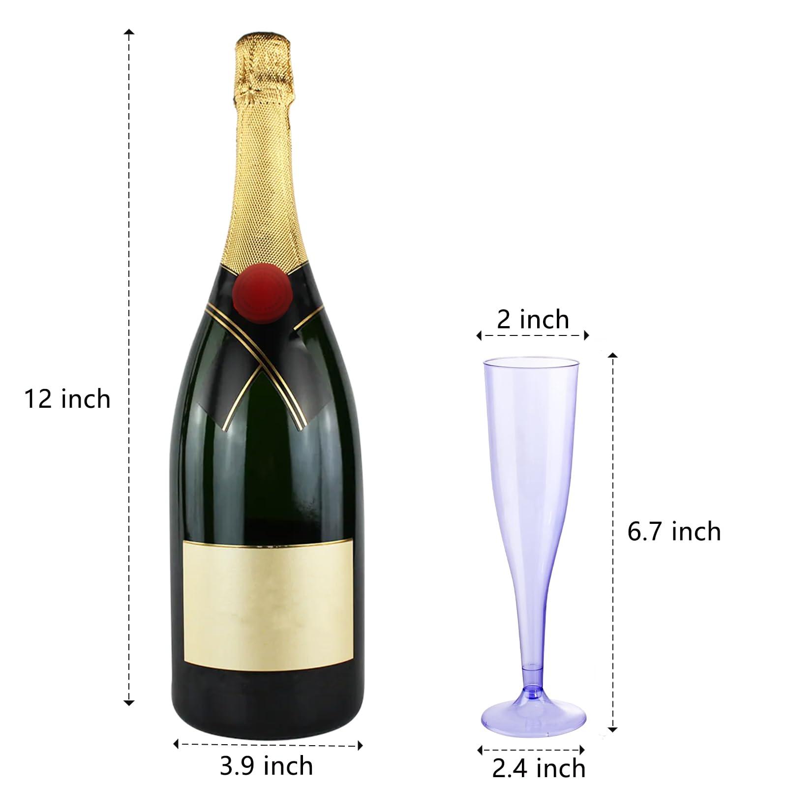 WDF WDF 36 Pack Clear Purple Plastic Champagne Flutes - 7OZ Purple Champagne Flutes Plastic, Champagne Glasses Disposable for Party & Wedding