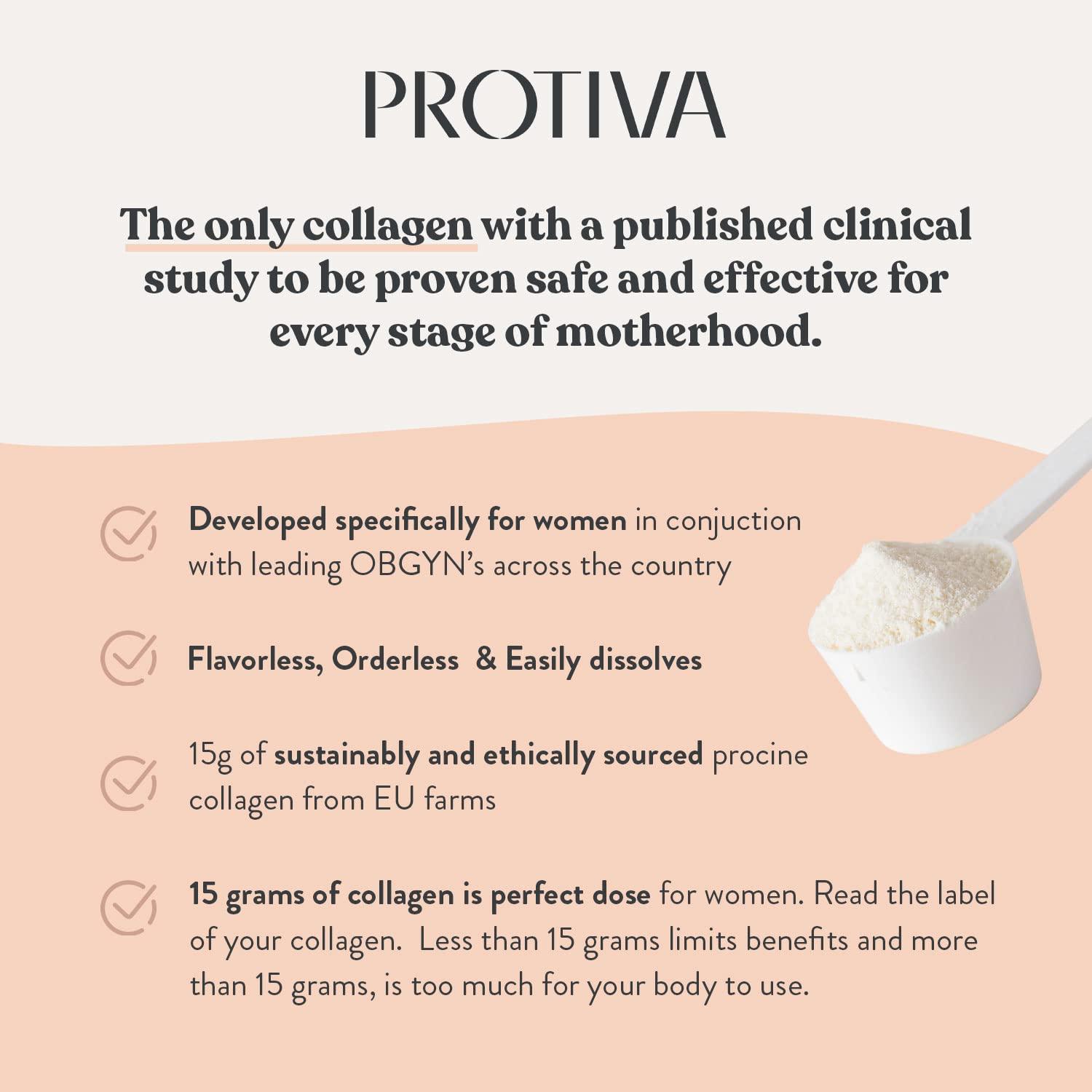 PROTIVA PROTIVA Thrive Collagen Powder for Women - 16 oz (450 g) Unflavored Everyday Collagen Peptide Powder Clinically Proven Safe for Pregnancy and Breastfeeding, May Help Reduce Stretch Marks
