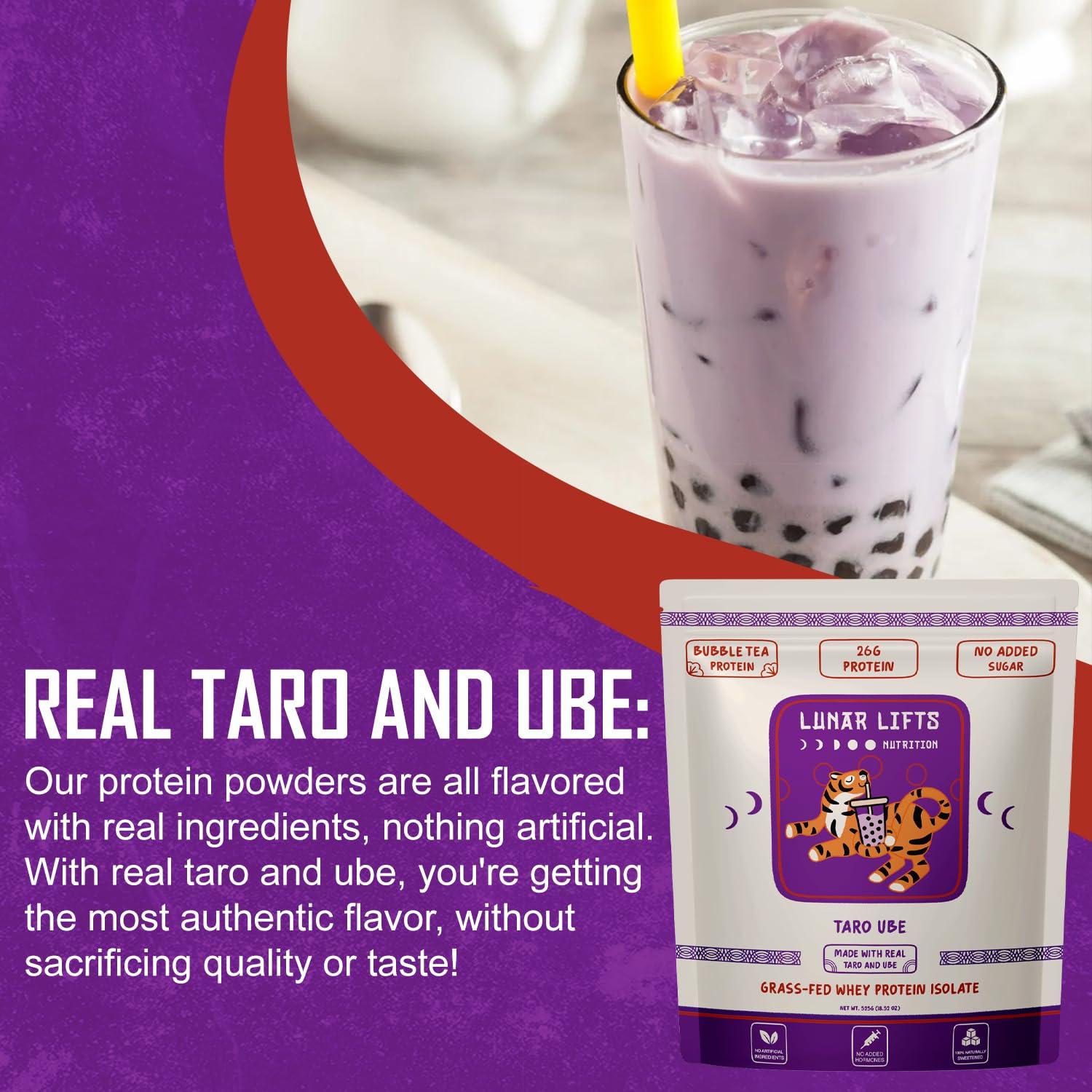 Lunar Lifts Nutrition Lunar Lifts Nutrition Taro Ube Boba Tea Protein Powder | 26g Taro Milk Tea Powder | Whey Protein Isolate Powder | Bubble Tea High Protein Powder | No Added Sugars or Artificial Ingredients