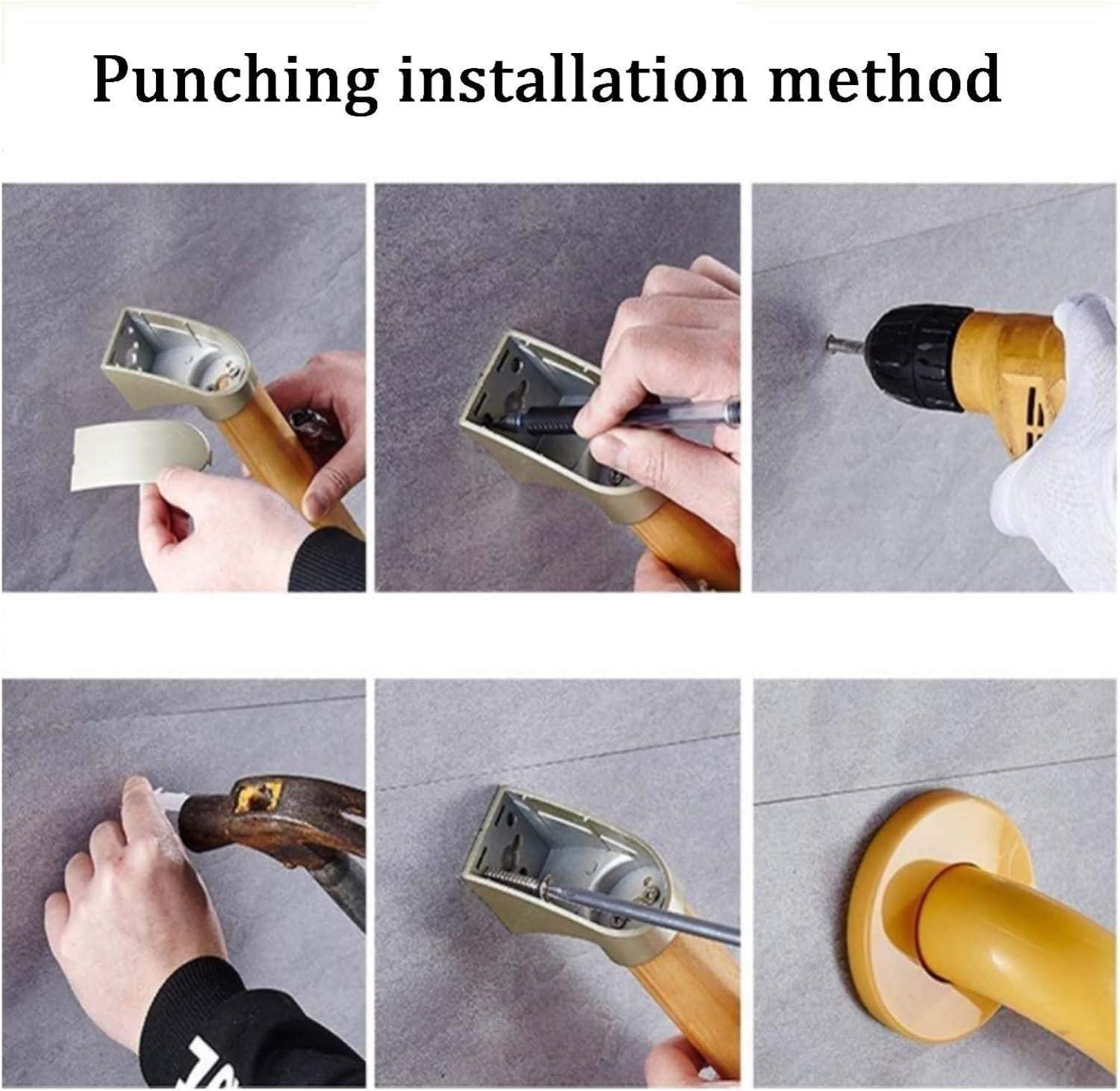 KarFri Safety Support Rails Wood Grab Rail for Shower for Elderly Wooden Grab Bars Handle Antislip Grab Rail Wall Mounting Towel Rail Bar (Color : Light Wood Color, Size : 40cm(15.7in))